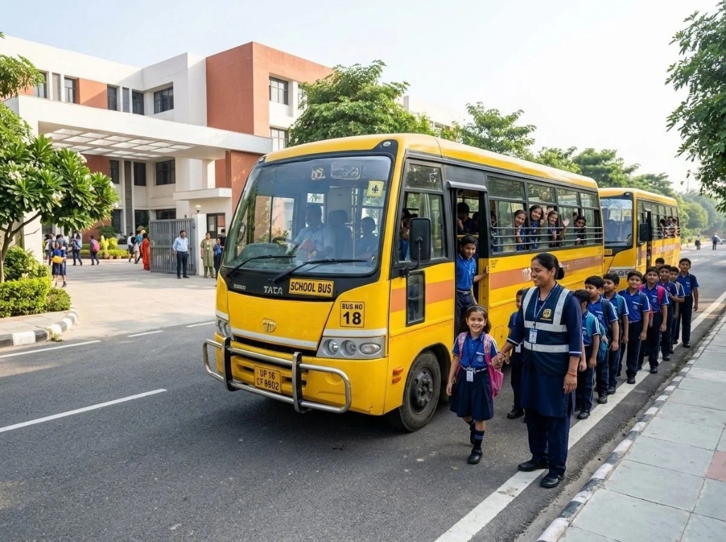 Yellow school bus fleet route planner